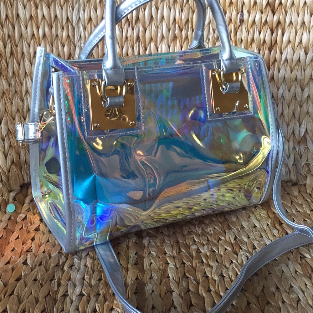 Silver Faux Leather Holographic Handbag - Picture 5 of 8